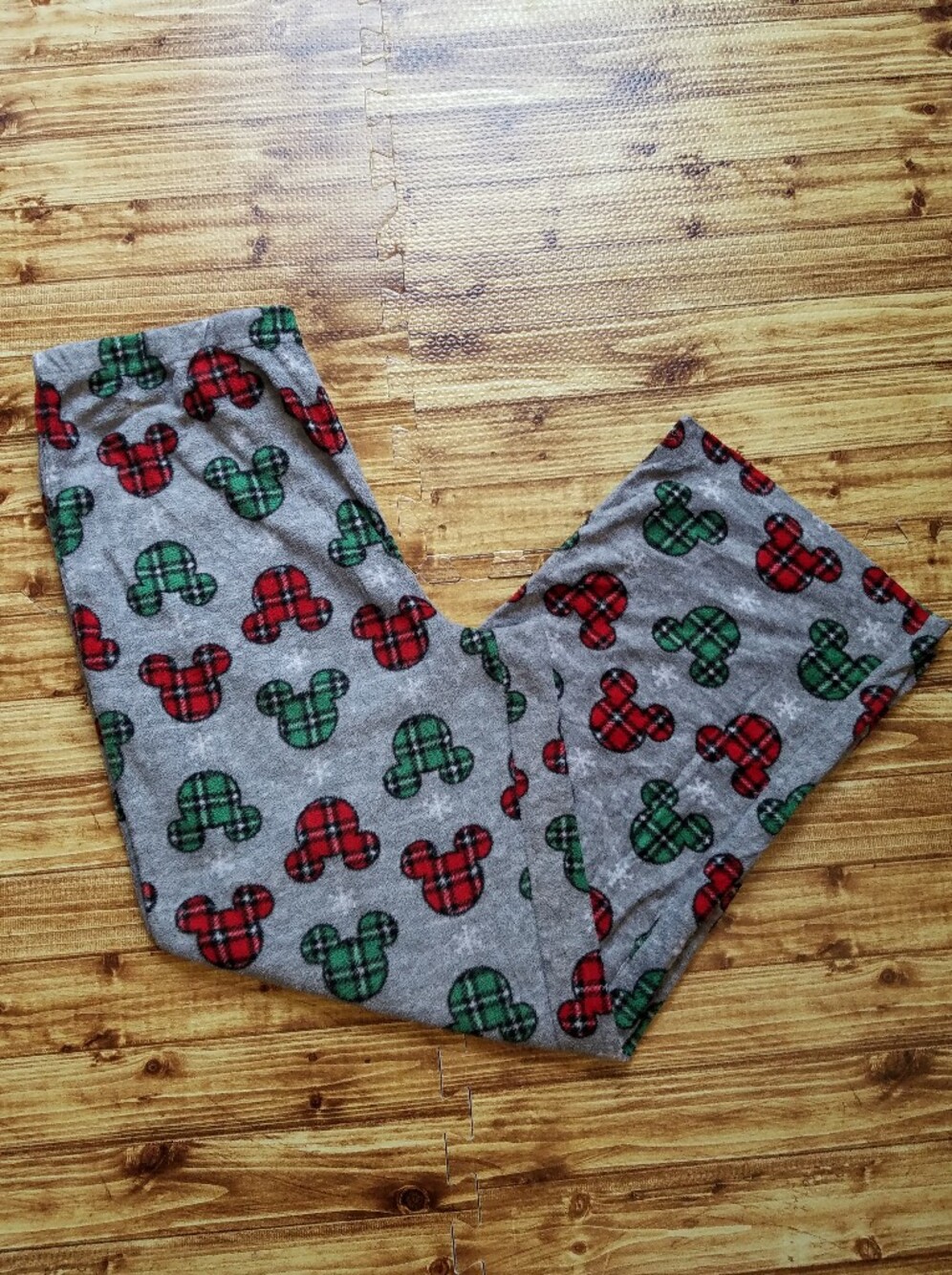Disney Mickey Mouse Christmas Buffalo Plaid Fleece PJ Pants Men's XL Holiday